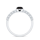 Pear Cut Black Opal and Diamond Side Stone Engagement Ring Black Opal - ( AAA ) - Quality - Rosec Jewels