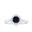 Vintage Inspired Black Opal and Diamond Engagement Ring Black Opal - ( AAA ) - Quality - Rosec Jewels