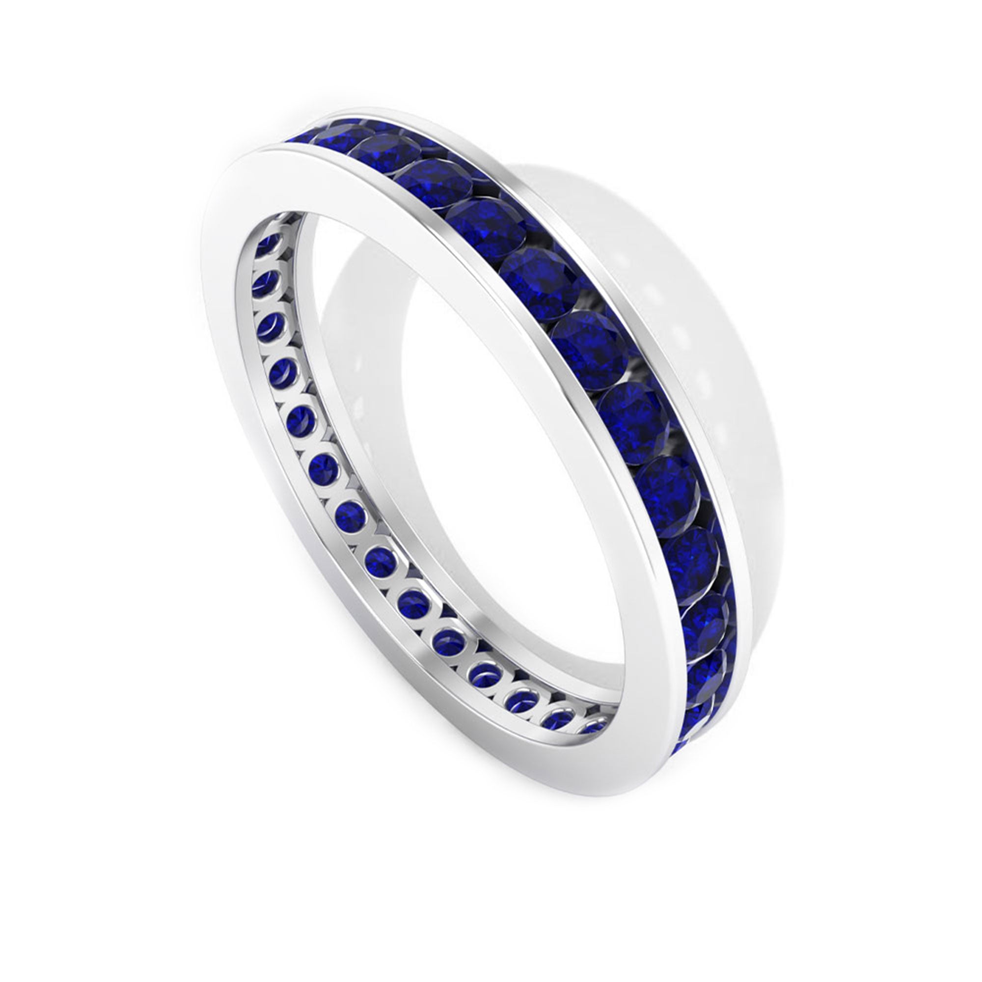 1.50 CT Blue Sapphire Full Eternity band Ring Blue Sapphire - ( AAA ) - Quality - Rosec Jewels