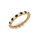 1.75 CT Black Diamond and Moissanite Full Eternity Ring in Trellis Setting Black Diamond - ( AAA ) - Quality - Rosec Jewels