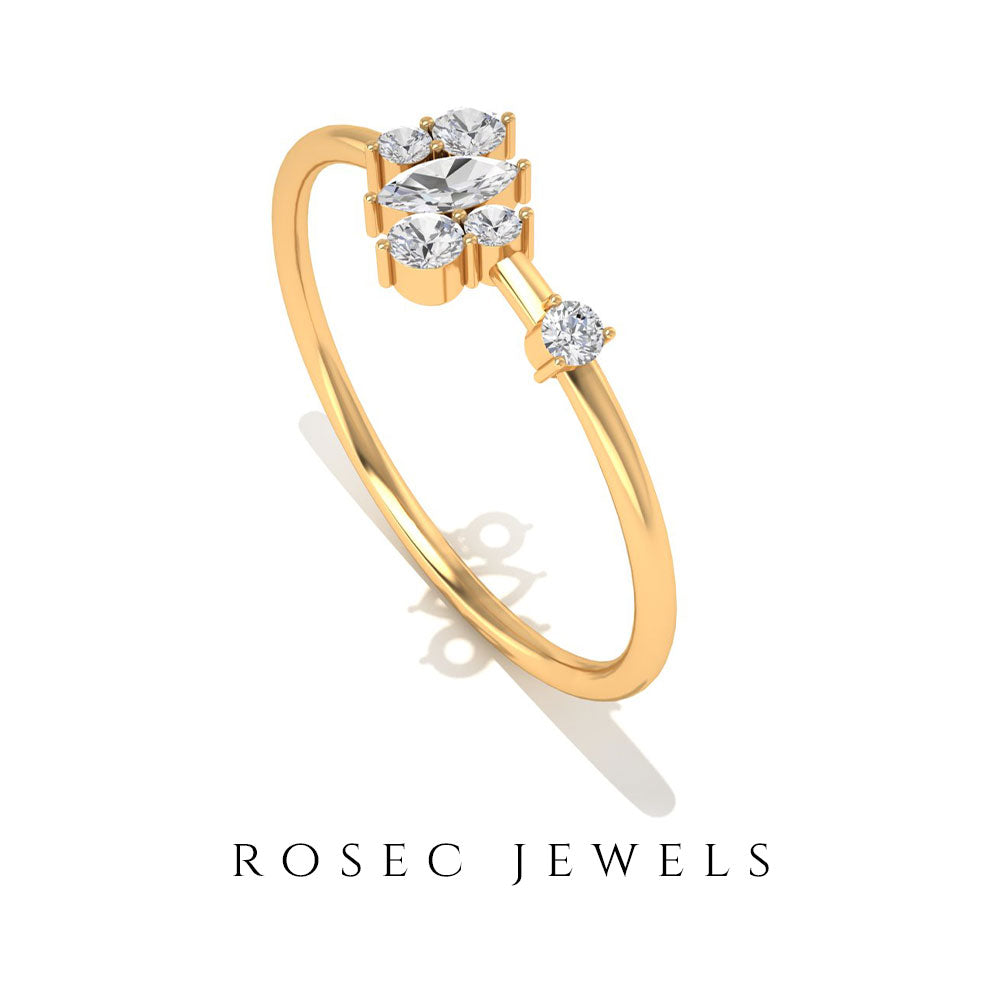 1/4 CT Natural Diamond Minimal Promise Ring in Gold Diamond - ( HI-SI ) - Color and Clarity - Rosec Jewels