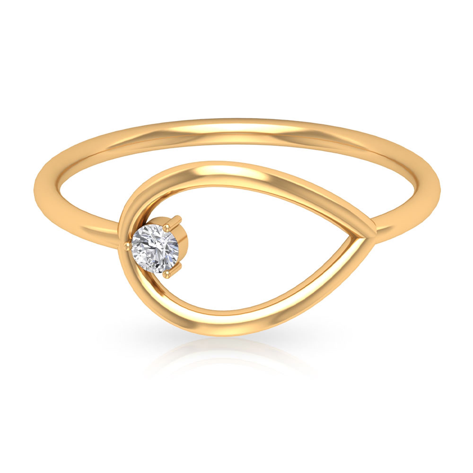 Gold Embellished Open Teardrop Diamond Ring in Prong Setting Diamond - ( HI-SI ) - Color and Clarity - Rosec Jewels