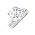 8 MM Round Moissanite Solitaire Ring Set in French Setting Moissanite - ( D-VS1 ) - Color and Clarity - Rosec Jewels
