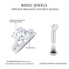8 MM Round Moissanite Solitaire Ring Set in French Setting Moissanite - ( D-VS1 ) - Color and Clarity - Rosec Jewels