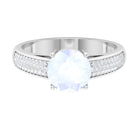 1.25 CT Moonstone Solitaire and Diamond Side Stone Engagement Ring Moonstone - ( AAA ) - Quality - Rosec Jewels