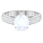 1.25 CT Moonstone Solitaire and Diamond Side Stone Engagement Ring Moonstone - ( AAA ) - Quality - Rosec Jewels