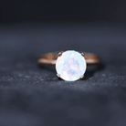 Ethiopian Opal Solitaire Engagement Ring with Diamond Hidden Halo Ethiopian Opal - ( AAA ) - Quality - Rosec Jewels
