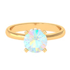 Ethiopian Opal Solitaire Engagement Ring with Diamond Hidden Halo Ethiopian Opal - ( AAA ) - Quality - Rosec Jewels