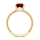 Pear Cut Created Ruby Solitaire Ring with Hidden Moissanite Lab Created Ruby - ( AAAA ) - Quality - Rosec Jewels