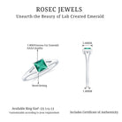 Princess Cut Lab Grown Emerald Solitaire Ring with Split Shank Lab Created Emerald - ( AAAA ) - Quality - Rosec Jewels