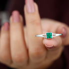 Princess Cut Lab Grown Emerald Solitaire Ring with Split Shank Lab Created Emerald - ( AAAA ) - Quality - Rosec Jewels