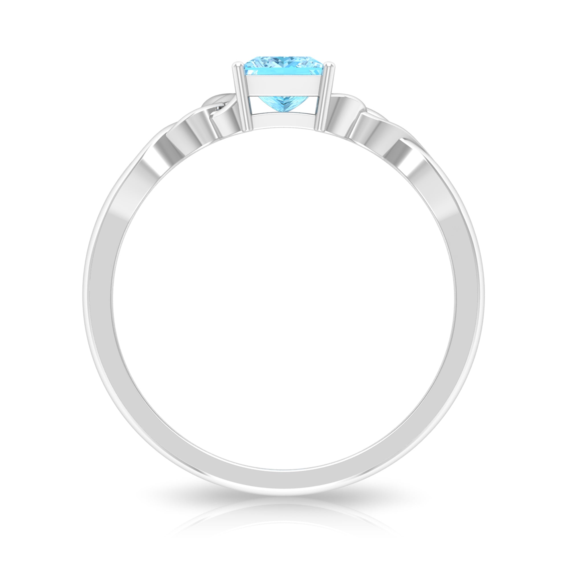 Princess Cut Aquamarine Solitaire Ring with Celtic Details Aquamarine - ( AAA ) - Quality - Rosec Jewels