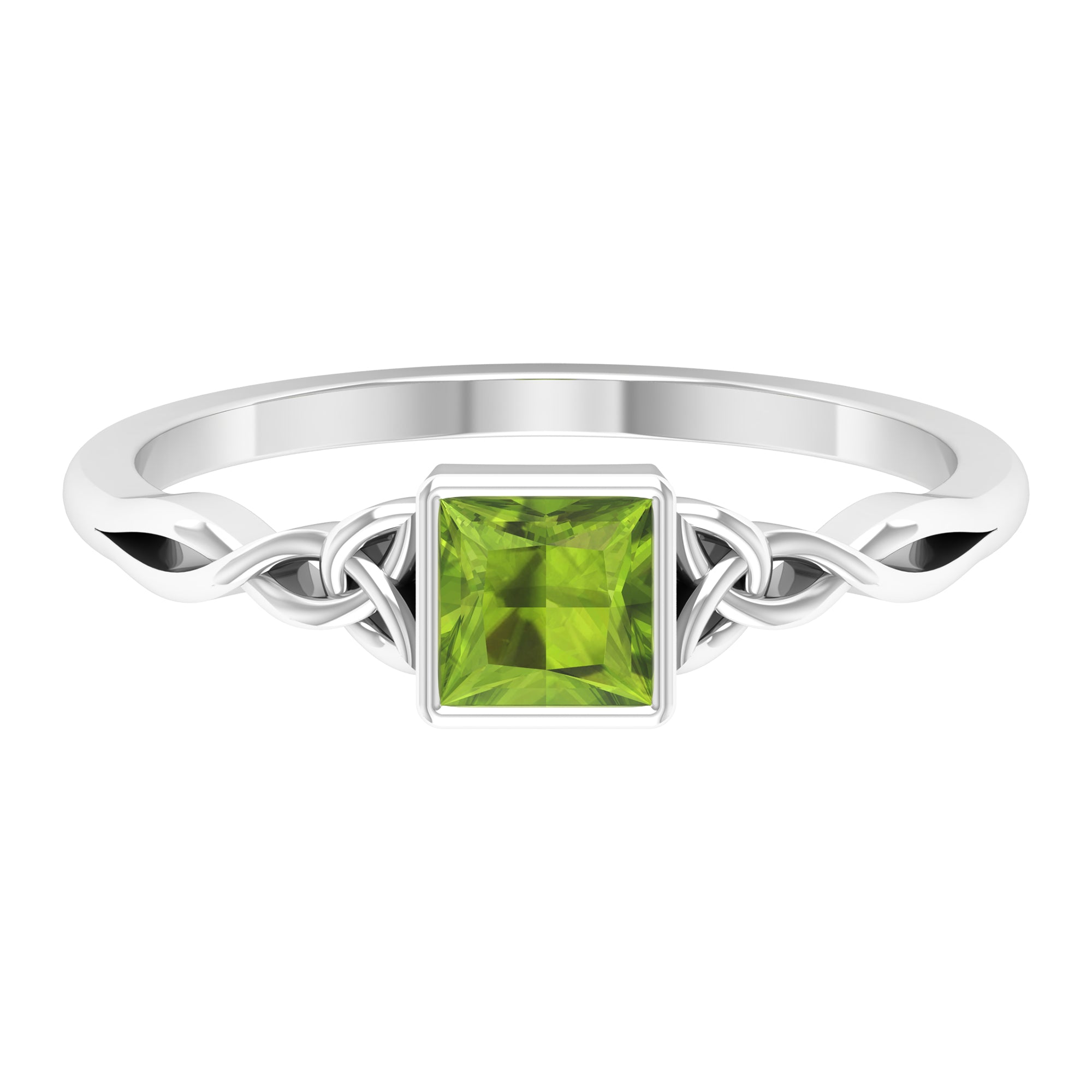 Minimalist peridot ring sterling silver princess cut 6 mm solitaire top engagement ring August birthstone ring