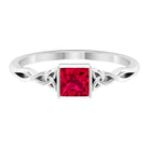 Princess Cut Solitaire Created Ruby Celtic Knot Ring in Bezel Setting Lab Created Ruby - ( AAAA ) - Quality - Rosec Jewels