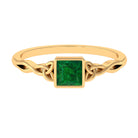 Princess Cut Lab Grown Emerald Solitaire Celtic Ring in Bezel Setting Lab Created Emerald - ( AAAA ) - Quality - Rosec Jewels