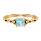 5 MM Princess Cut Aquamarine Celtic Solitaire Promise Ring in Bezel Setting Aquamarine - ( AAA ) - Quality - Rosec Jewels