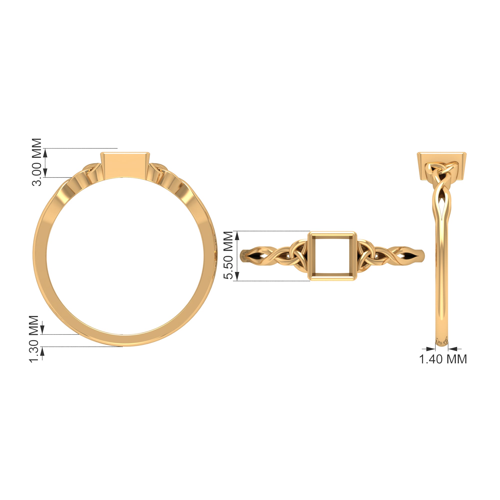 5 MM Princess Cut Tanzanite Solitaire Celtic Ring in Bezel Setting Tanzanite - ( AAA ) - Quality - Rosec Jewels
