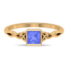 5 MM Princess Cut Tanzanite Solitaire Celtic Ring in Bezel Setting Tanzanite - ( AAA ) - Quality - Rosec Jewels