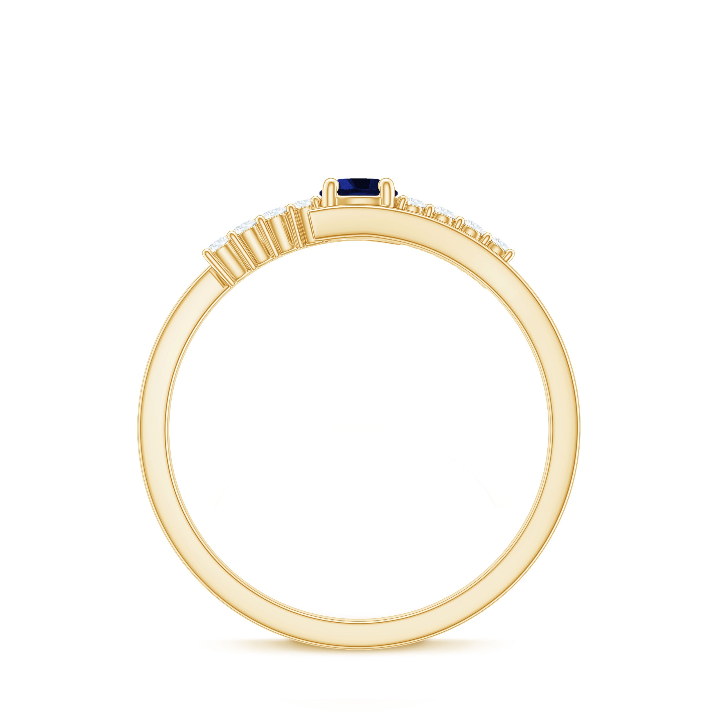 Minimal Created Blue Sapphire and Diamond Bypass Promise Ring Lab Created Blue Sapphire - ( AAAA ) - Quality - Rosec Jewels