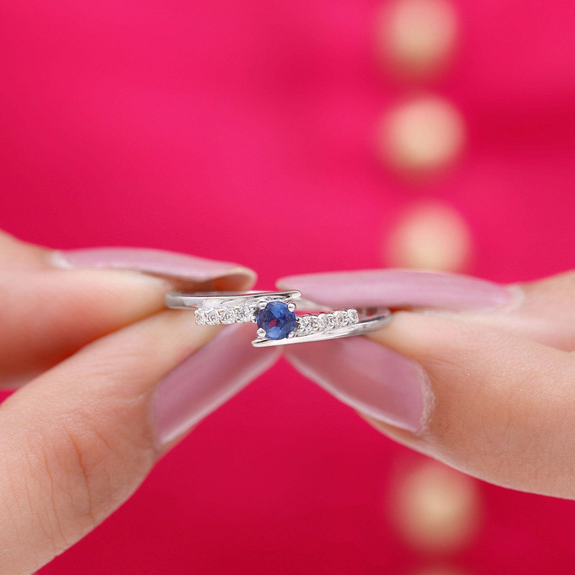 SAPPHIRE minimalist ring -925 sterling silver , September Birthstone Ring, Promise ring For Her fashion .