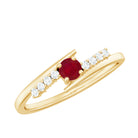 Minimal Ruby and Diamond Bypass Promise Ring Ruby - ( AAA ) - Quality - Rosec Jewels