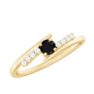 Minimal Black Onyx and Diamond Bypass Promise Ring Black Onyx - ( AAA ) - Quality - Rosec Jewels