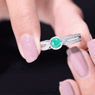 Emerald and Diamond Solitaire Bypass Ring Emerald - ( AAA ) - Quality - Rosec Jewels