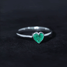 Heart Shape Emerald Solitaire Ring in Bezel Setting Emerald - ( AAA ) - Quality - Rosec Jewels