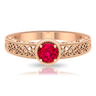 Vintage Inspired Ruby Solitaire Engagement Ring Ruby - ( AAA ) - Quality - Rosec Jewels