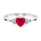 Heart Shape Ruby Solitaire Ring in Bezel Setting with Celtic Details Ruby - ( AAA ) - Quality - Rosec Jewels