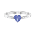 Heart Shape Tanzanite Solitaire Ring with Diamond Sleek Accent Tanzanite - ( AAA ) - Quality - Rosec Jewels