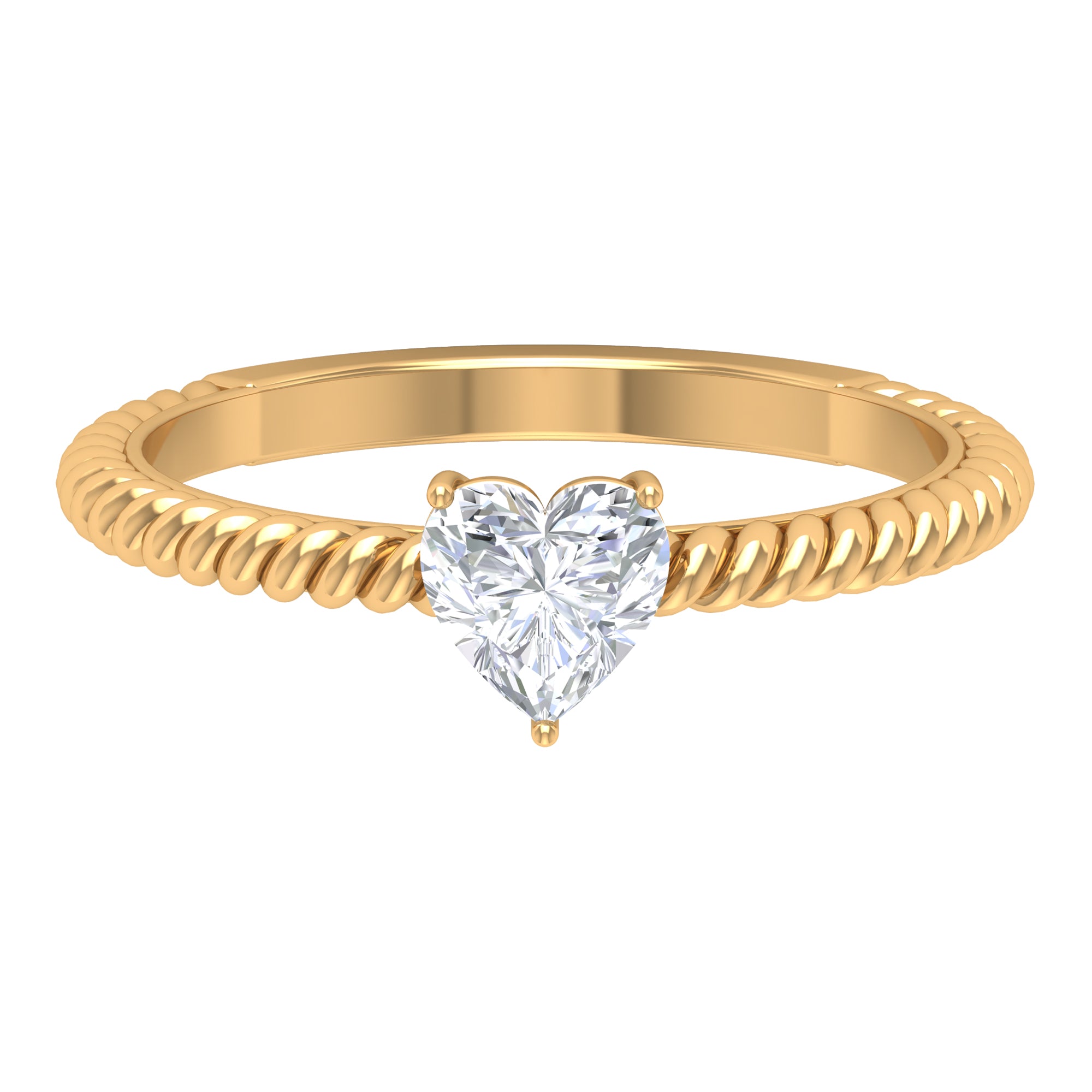 5.40 MM Heart Shape Moissanite Solitaire Ring in 3 Prong Basket Setting with Twisted Rope Details Moissanite - ( D-VS1 ) - Color and Clarity - Rosec Jewels