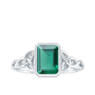 Solitaire Created Emerald Celtic Engagement Ring Lab Created Emerald - ( AAAA ) - Quality - Rosec Jewels