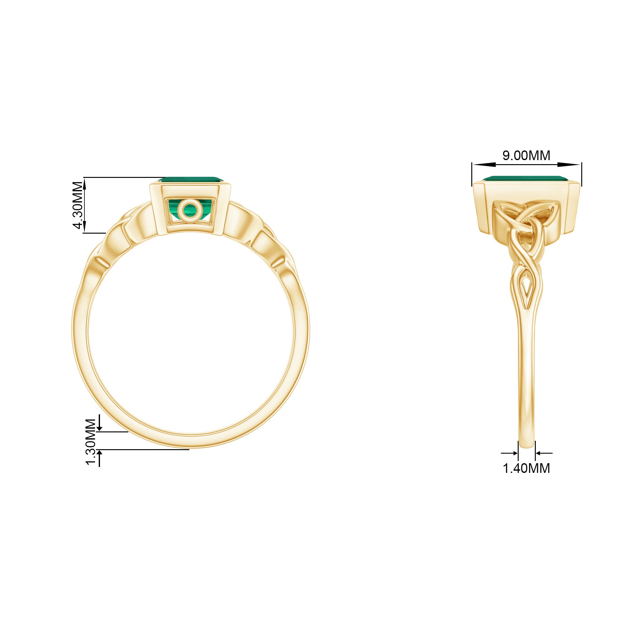 Solitaire Created Emerald Celtic Engagement Ring Lab Created Emerald - ( AAAA ) - Quality - Rosec Jewels
