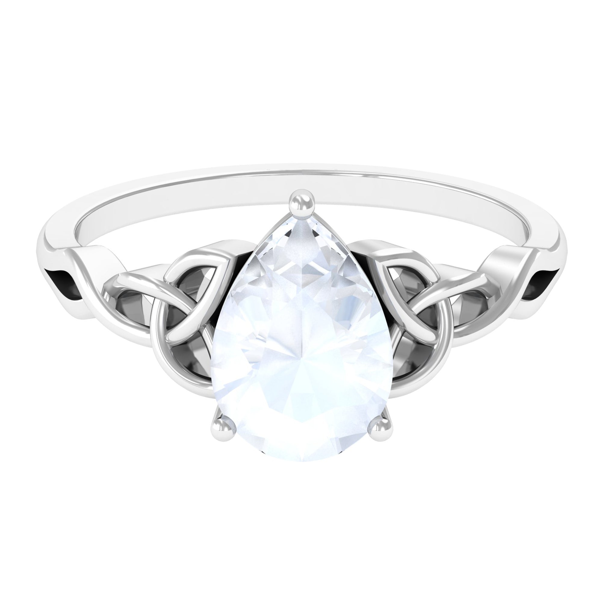 Pear Shaped Moonstone Solitaire Engagement Ring Moonstone - ( AAA ) - Quality - Rosec Jewels