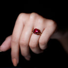 Created Ruby Solitaire Ring with Surprise Diamond and Twisted Rope Lab Created Ruby - ( AAAA ) - Quality - Rosec Jewels