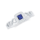 1/4 CT Created Blue Sapphire Designer Infinity Heart Ring with Diamond Lab Created Blue Sapphire - ( AAAA ) - Quality - Rosec Jewels