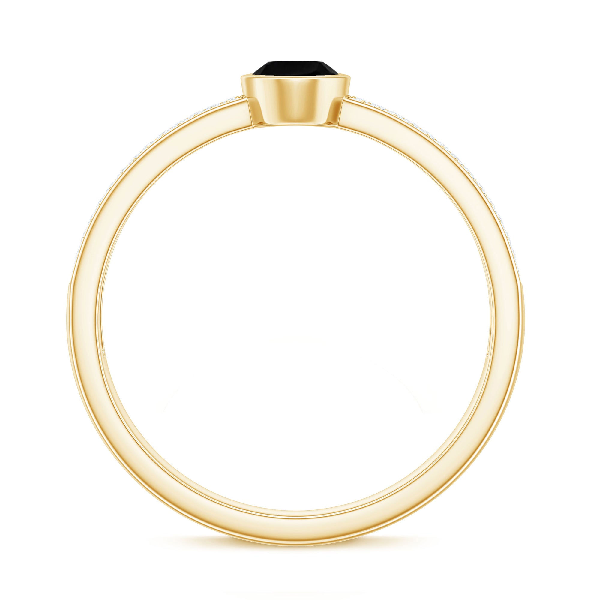 Oval Cut Black Diamond Solitaire Engagement Ring with Pave Set Diamond Black Diamond - ( AAA ) - Quality - Rosec Jewels