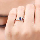 Oval Blue Sapphire Solitaire Engagement Ring in Split Shank Blue Sapphire - ( AAA ) - Quality - Rosec Jewels