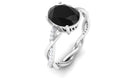 2.75 CT Oval Black Spinel and Moissanite Braided Engagement Ring Black Spinel - ( AAA ) - Quality - Rosec Jewels