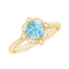 1/2 CT Aquamarine and Diamond Art Deco Vintage Ring Aquamarine - ( AAA ) - Quality - Rosec Jewels