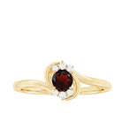 Garnet Bypass Promise Ring with Diamond Garnet - ( AAA ) - Quality - Rosec Jewels