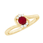 Genuine Ruby and Diamond Bypass Promise Ring Ruby - ( AAA ) - Quality - Rosec Jewels