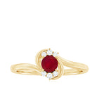 Genuine Ruby and Diamond Bypass Promise Ring Ruby - ( AAA ) - Quality - Rosec Jewels