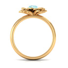 1/4 CT Round Cut Real Aquamarine and Gold Flower Ring Aquamarine - ( AAA ) - Quality - Rosec Jewels