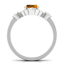 Oval Citrine Cocktail Ring with Diamond Citrine - ( AAA ) - Quality - Rosec Jewels