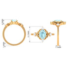 Oval Sky Blue Topaz Cocktail Ring with Diamond Sky Blue Topaz - ( AAA ) - Quality - Rosec Jewels