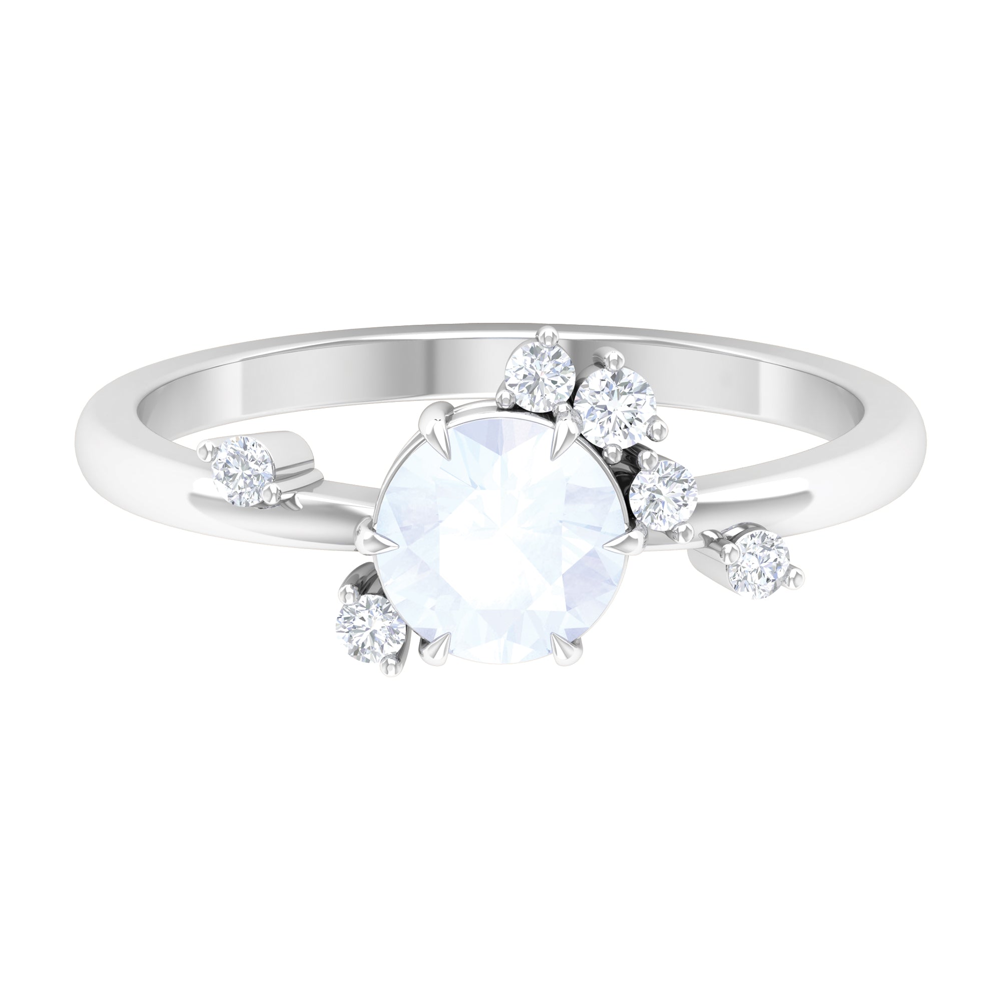 Moonstone and Diamond Scatter Promise Ring Moonstone - ( AAA ) - Quality - Rosec Jewels