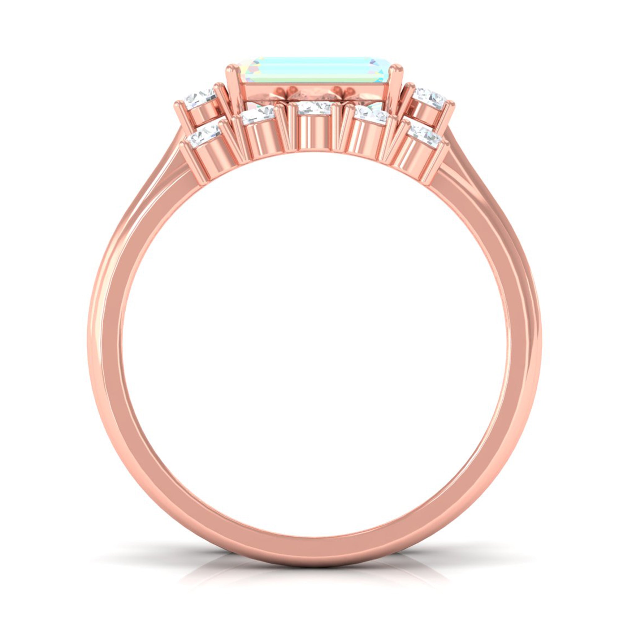 Rosec Jewels-Octagon Cut Ethiopian Opal Contemporary Wedding Ring Set with Diamond