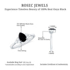 1 CT Pear Shaped Black Onyx Solitaire Ring with Diamond Trio Black Onyx - ( AAA ) - Quality - Rosec Jewels
